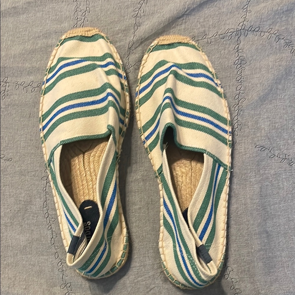 Soludos Green and Blue Striped Espadrilles